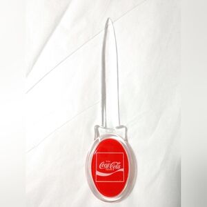 Vintage Coca Cola Letter Opener Clear Acrylic Plastic HMD Collectible